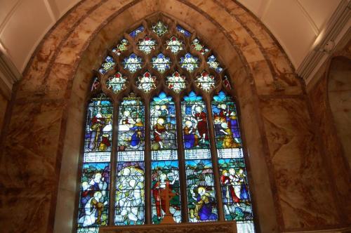 The main stained glass window Nun's Cross Church